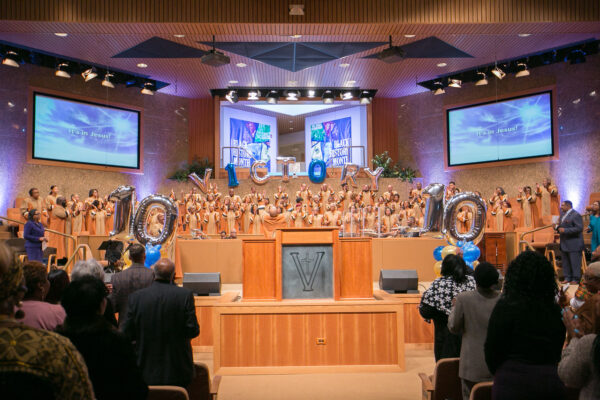 Choir singing for 10th Anniversary in Matteson service
